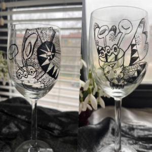 Hand-drawn Wine Glass Design «Metamorphosis»